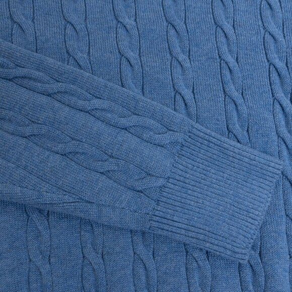 Brooks Brothers Cable Knit Sweater Supima Cotton Crewneck Blue Mens Medium NEW - Picture 10 of 10